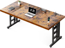 Load image into Gallery viewer, Coleshome 71 in Executive Desk with USB Ports, Large Computer Desk with Extra Thick, Long Mordern Office Desk, Workstation Business Furniture for Home Office, Vintage