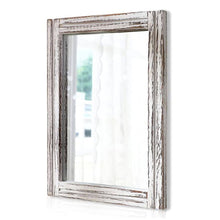 Load image into Gallery viewer, Aazzkang Wood Mirror with Frame Rustic Rectangle Decorative Farmhouse Bedroom Bathroom Hanging Home Wall Decor, Rustic White
