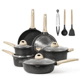 Carote Nonstick Pots and Pans Set, 13 Pcs Induction Kitchen Cookware Sets (Black Granite), Size: 6