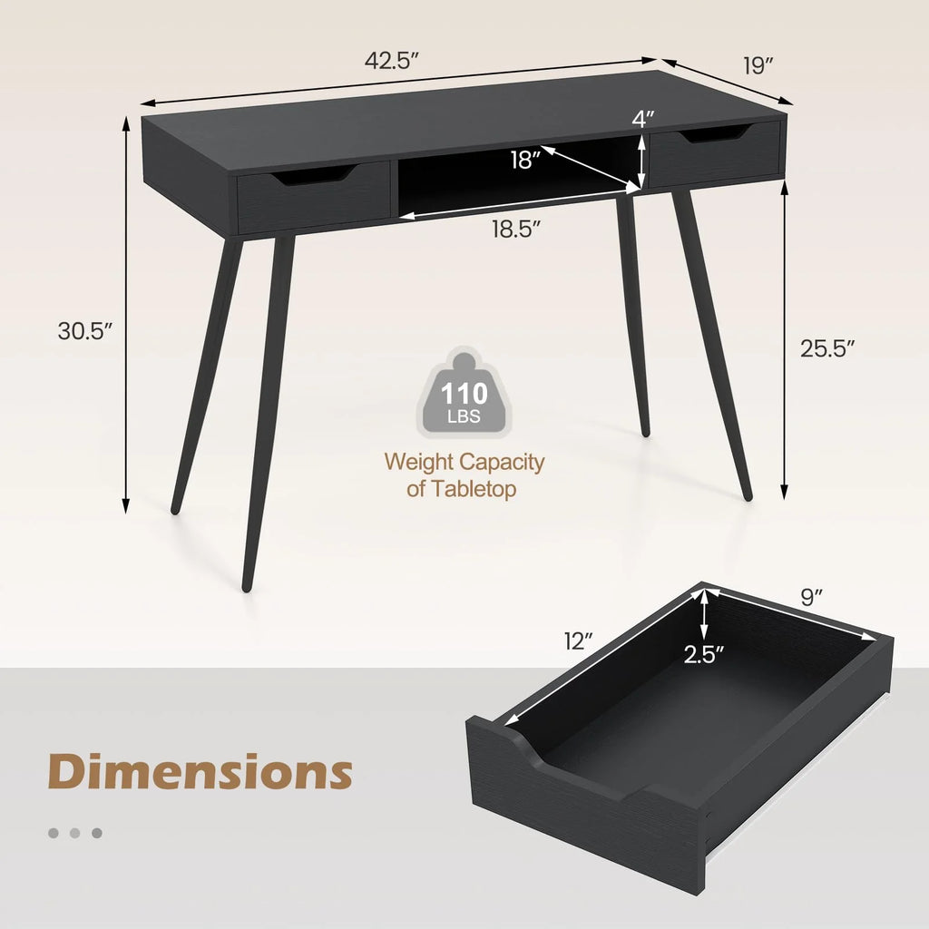Tangkula Mid Century Modern Computer Desk for Home Office & Compact Spaces