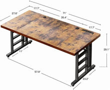 Load image into Gallery viewer, Coleshome 71 in Executive Desk with USB Ports, Large Computer Desk with Extra Thick, Long Mordern Office Desk, Workstation Business Furniture for Home Office, Vintage