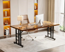 Load image into Gallery viewer, Coleshome 71 in Executive Desk with USB Ports, Large Computer Desk with Extra Thick, Long Mordern Office Desk, Workstation Business Furniture for Home Office, Vintage